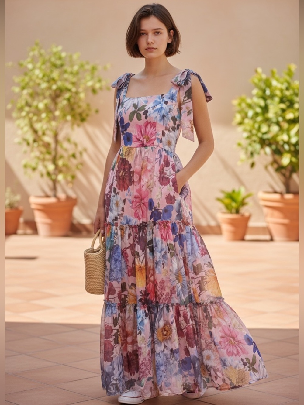 Alahna Tie Strap Floral Maxi Dress Small Audra Parks Francesca’s Fairy Ballet